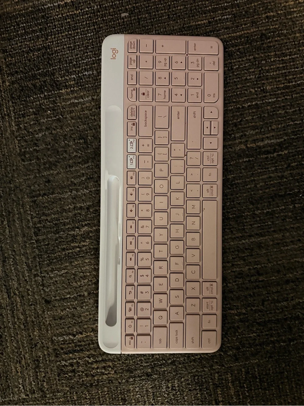 Logitech Pink and White Wireless Slim Keyboard